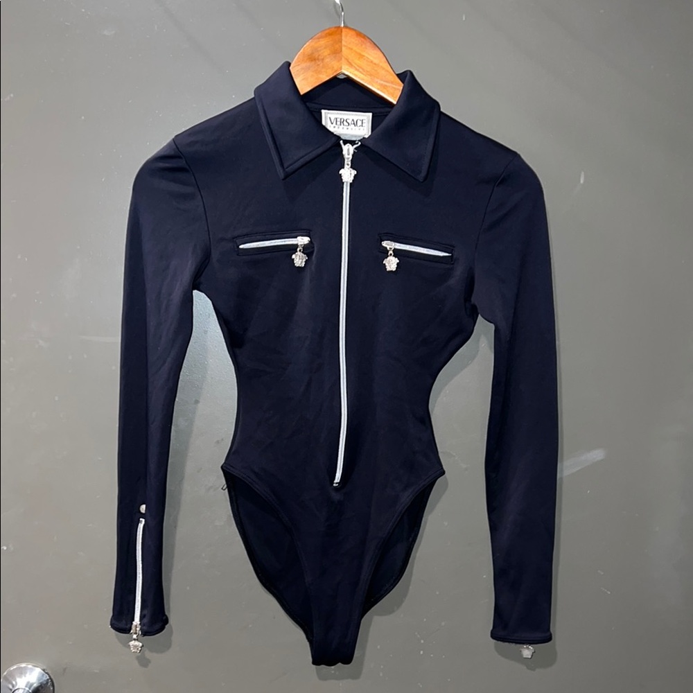 Versace Intensive Black Bodysuit with Zipper